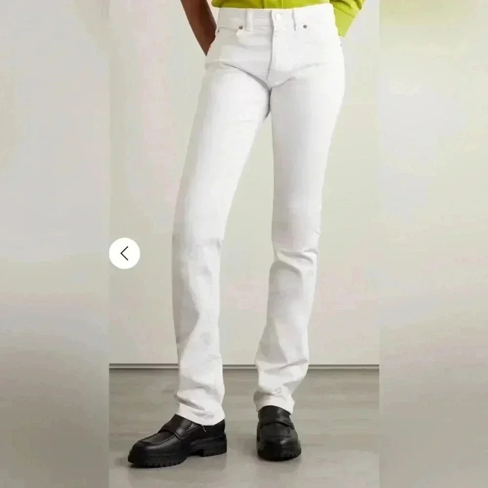 NWT Valentino White Jeans Womens Denim Embellished Large V Logo Size 30